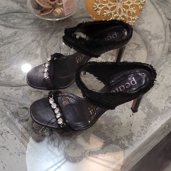 pedro Garcia Sequin & Swarovski Crystal Strapy Heels - Picture 3 of 9